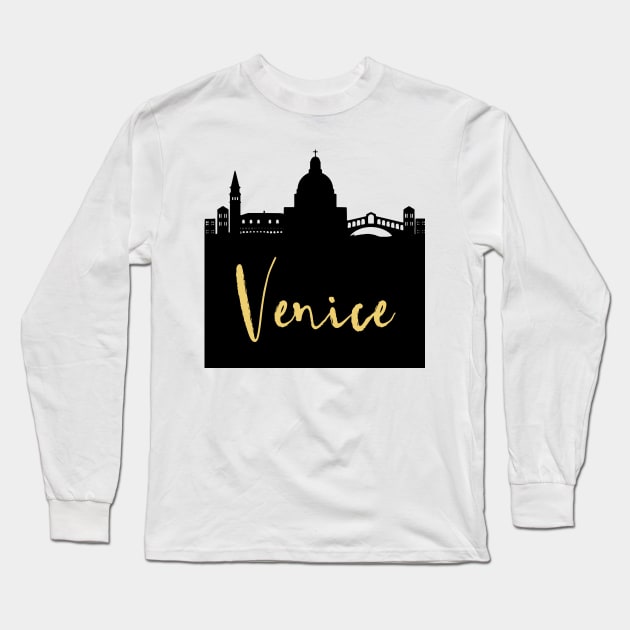 VENICE ITALY DESIGNER SILHOUETTE SKYLINE ART Long Sleeve T-Shirt by deificusArt